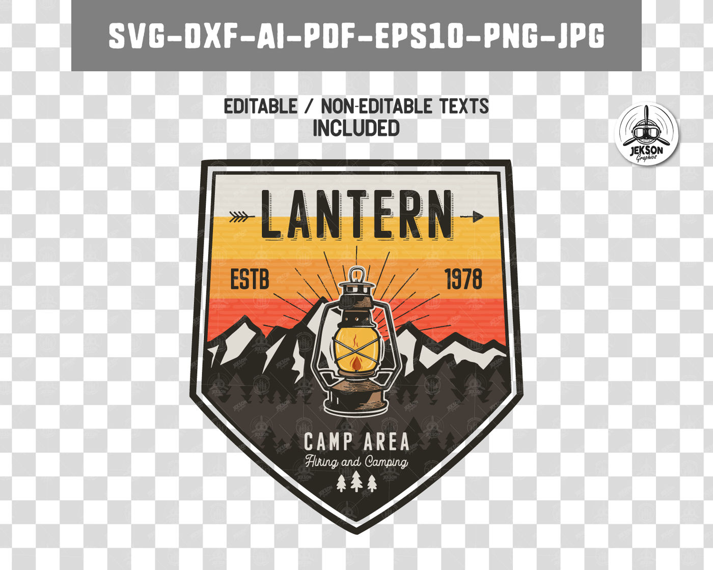 Camp Lantern Badge / Vintage Travel Logo Patch SVG By ...