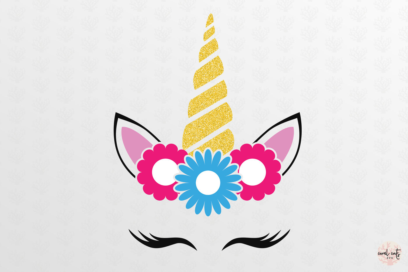 Floral Unicorn Face - Unicorn SVG EPS DXF PNG By CoralCuts | TheHungryJPEG