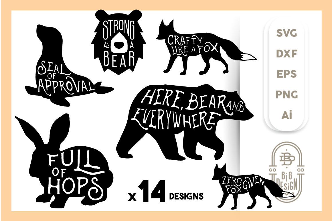 Download Animal Svg Bundle 14 Animal Quotes Sayings And Puns By Big Design Thehungryjpeg Com