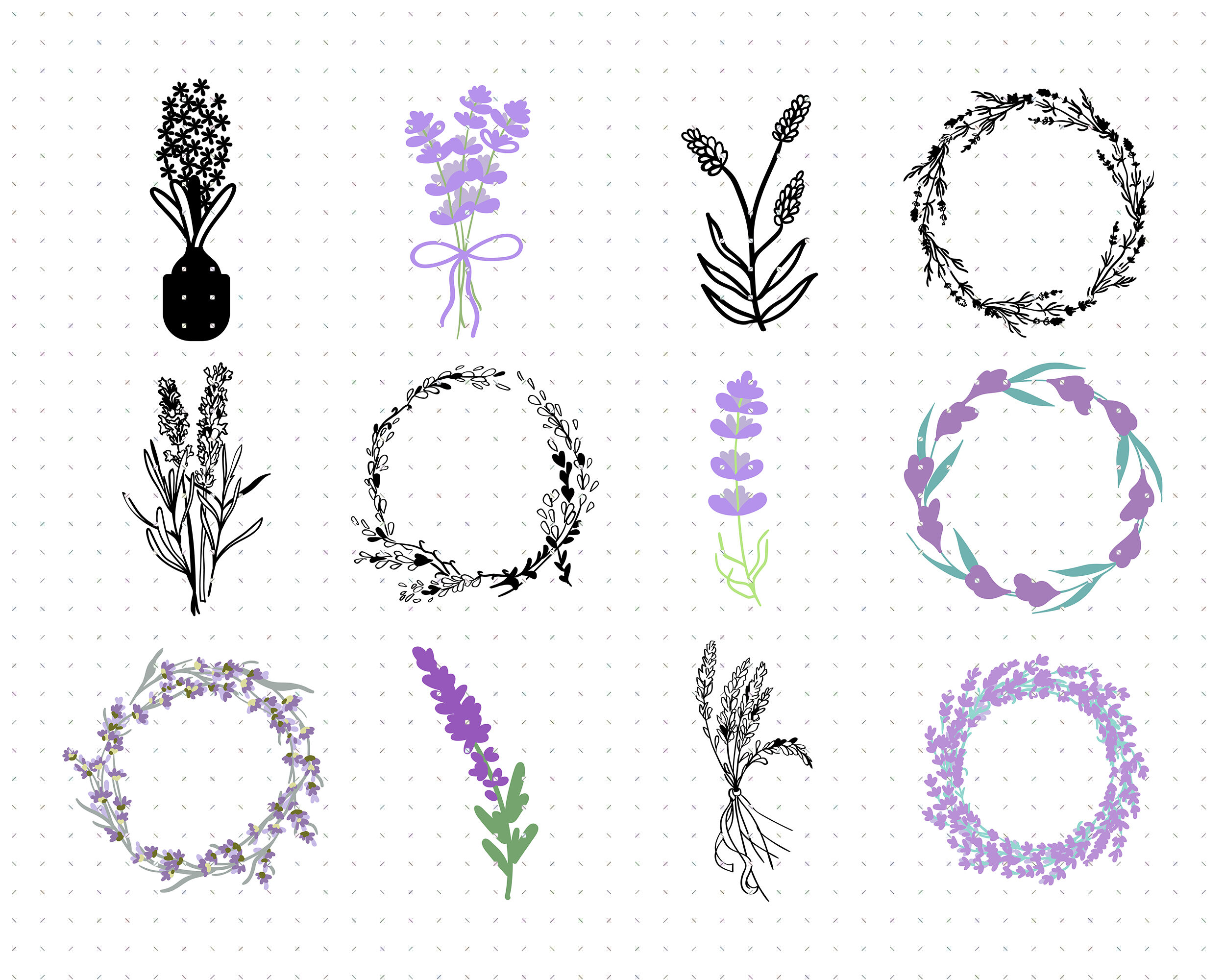 Lavender Wreath Svg, Svg Files, Vector, Clipart, Cricut, Download By ...