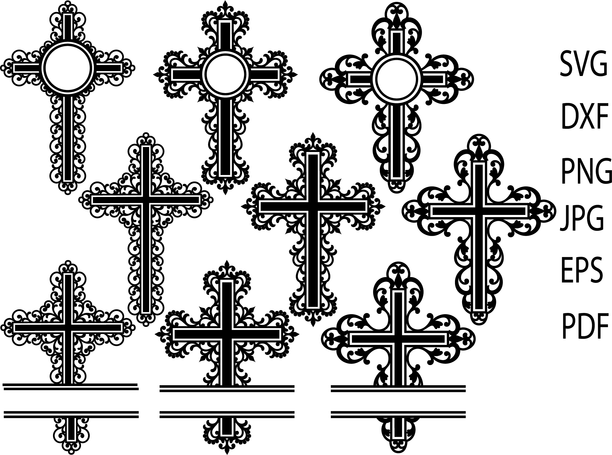 Cross SVG, Filigree Cross Svg, Cross Monogram SVG, Christian Cross Cut ...