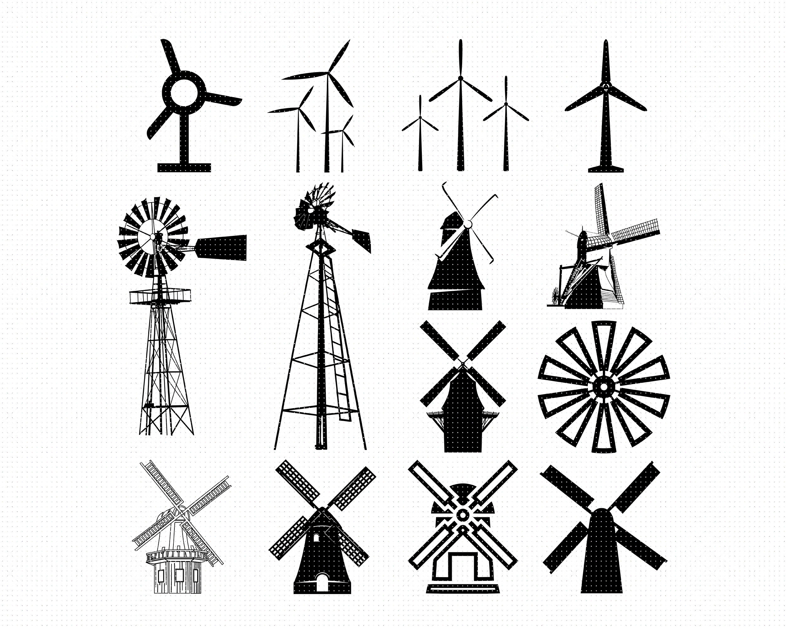 Modern Windmill Clipart