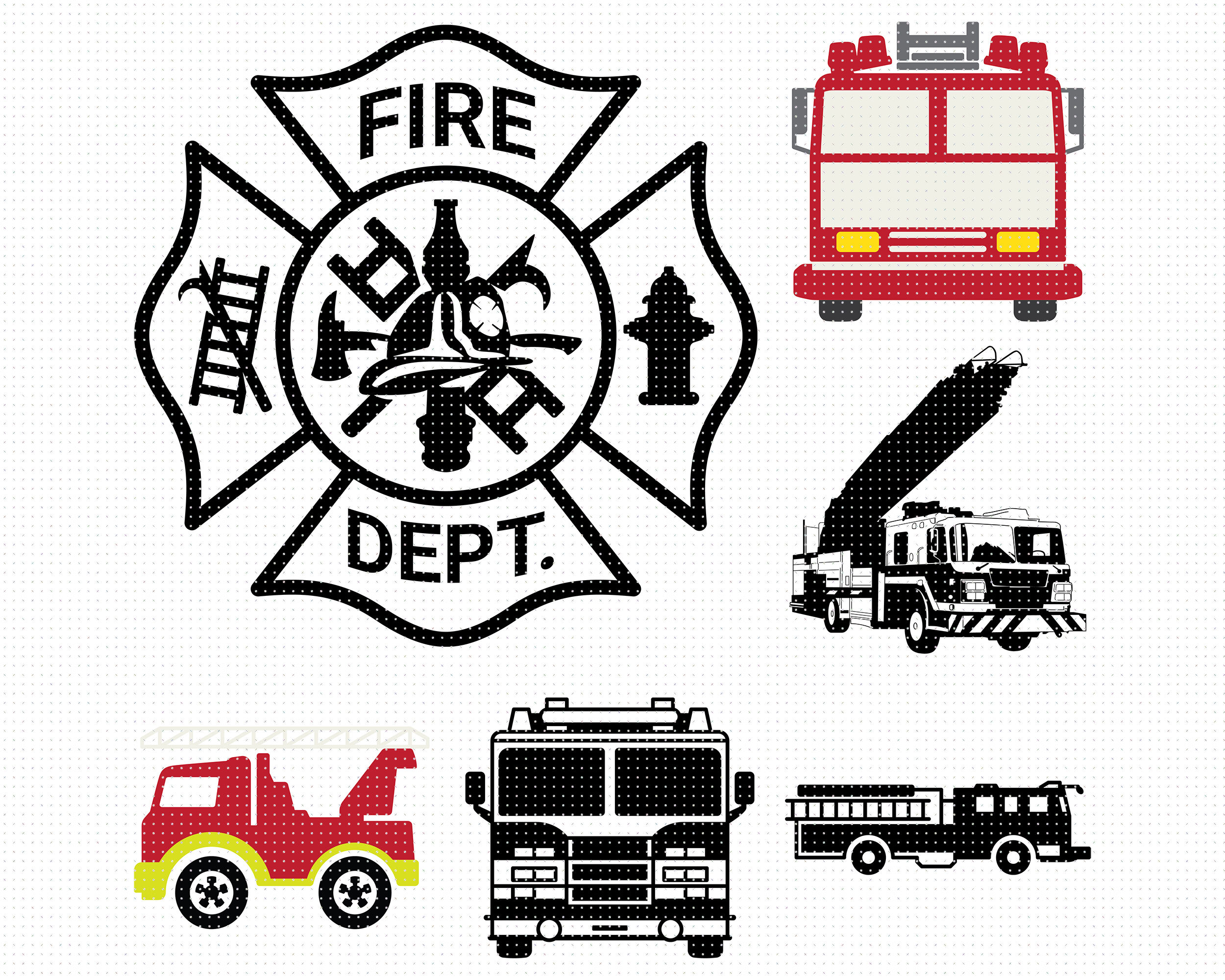 Fire Truck Svg Svg Files Vector Clipart Cricut Download By Crafteroks Thehungryjpeg Com