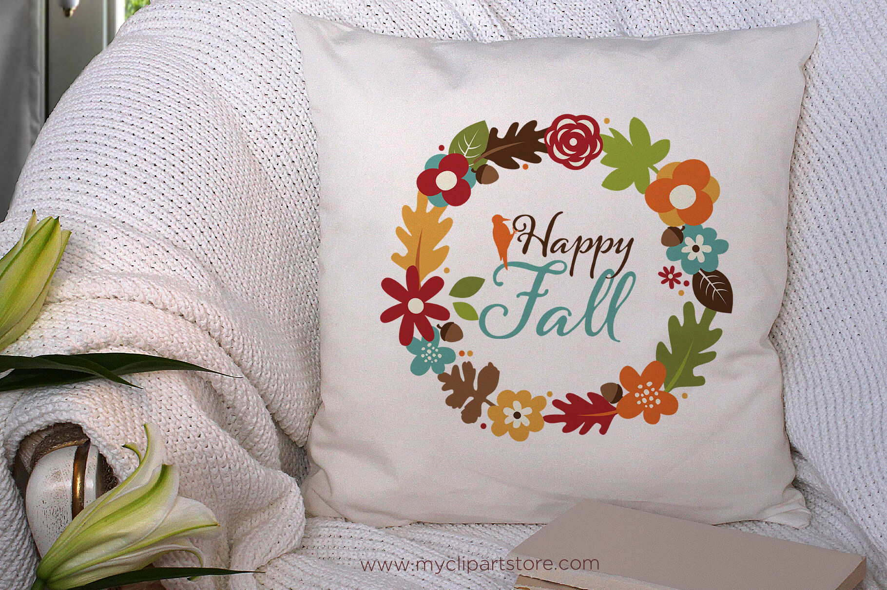 Download Fall Wreaths Clipart, Thanksgiving, flowers, Vector ...