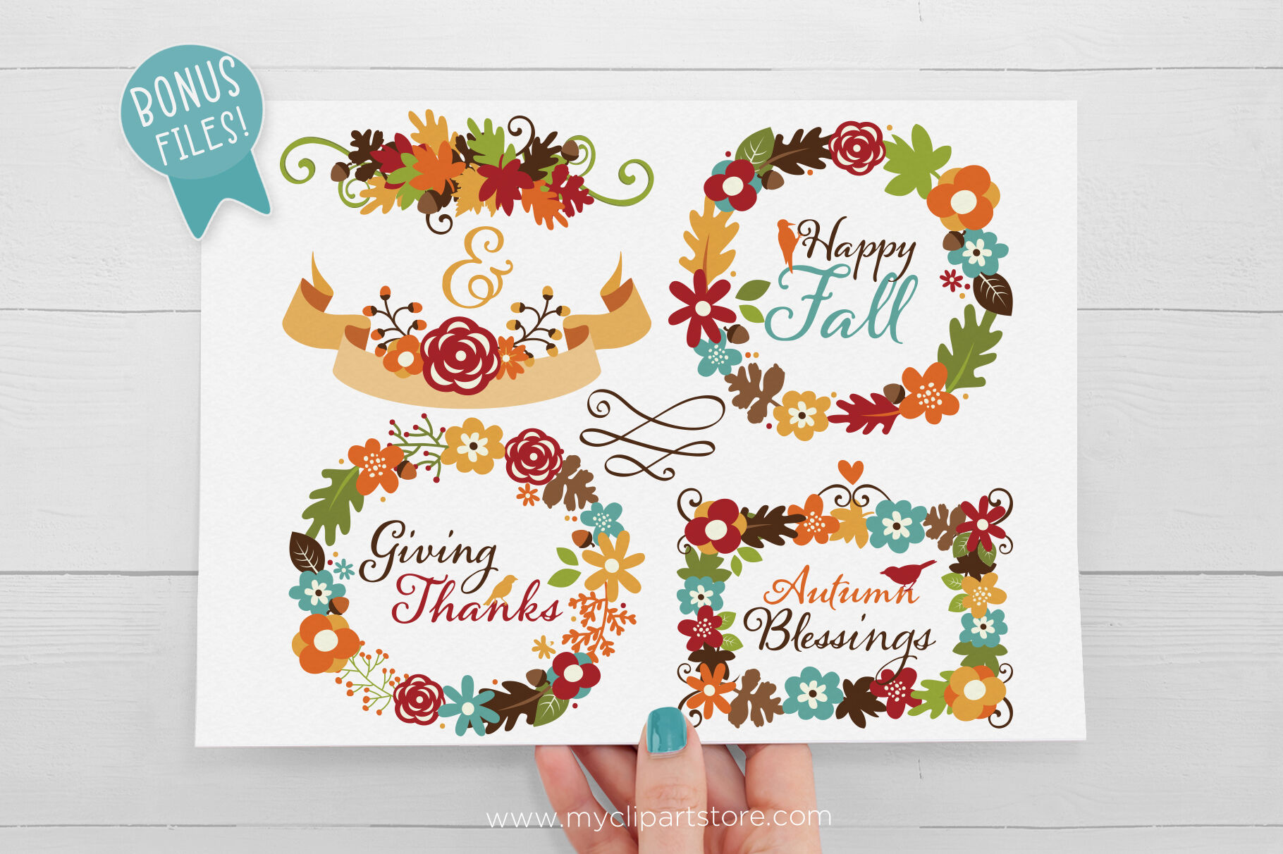 Download Fall Wreaths Clipart, Thanksgiving, flowers, Vector ...