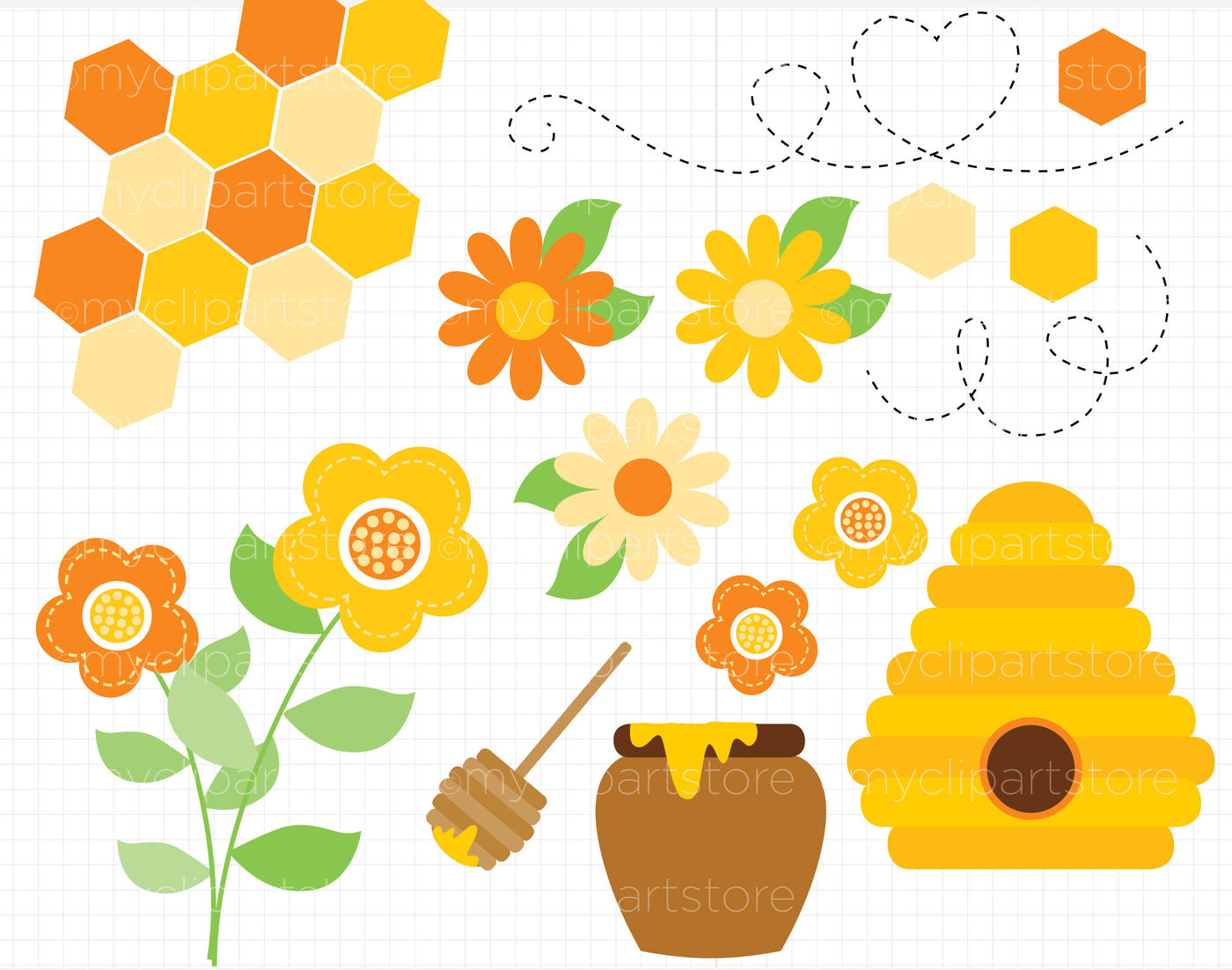 Download Buzzy Bees, Bumble Bee, Honey Bee Vector Clipart, SVG Cut Files By MyClipArtStore ...