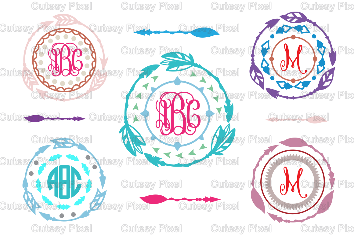 Download Boho/ Indian Arrow Monogram frames Svg cutting file, arrow ...