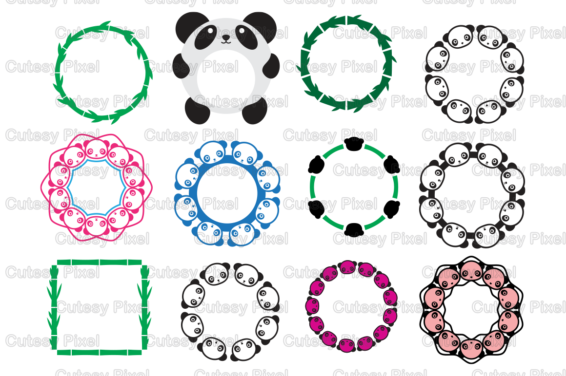 Download Panda Monogram Frames Svg cutting file, panda designs, SVG ...