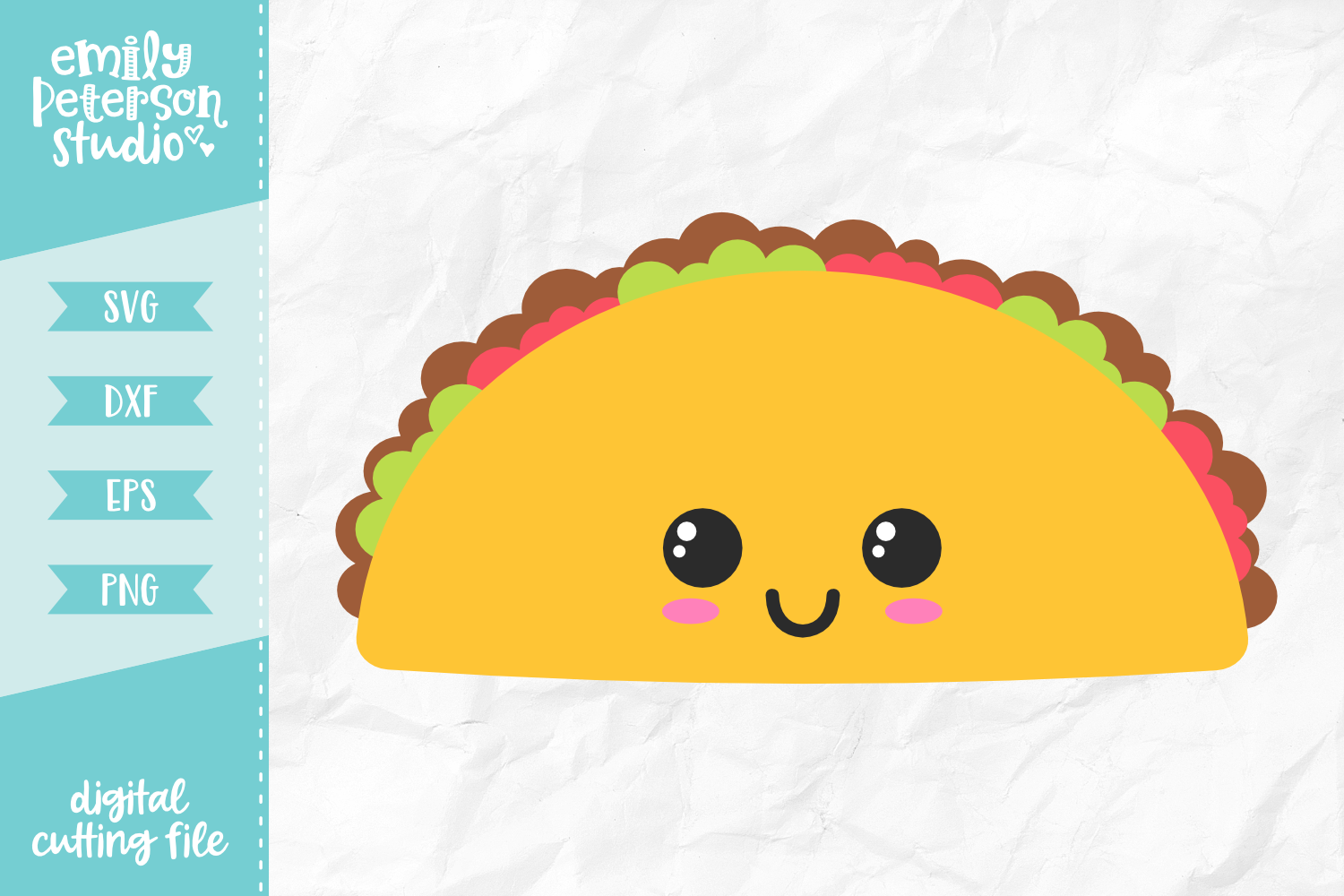 Kawaii Taco SVG DXF By Emily Peterson Studio | TheHungryJPEG.com