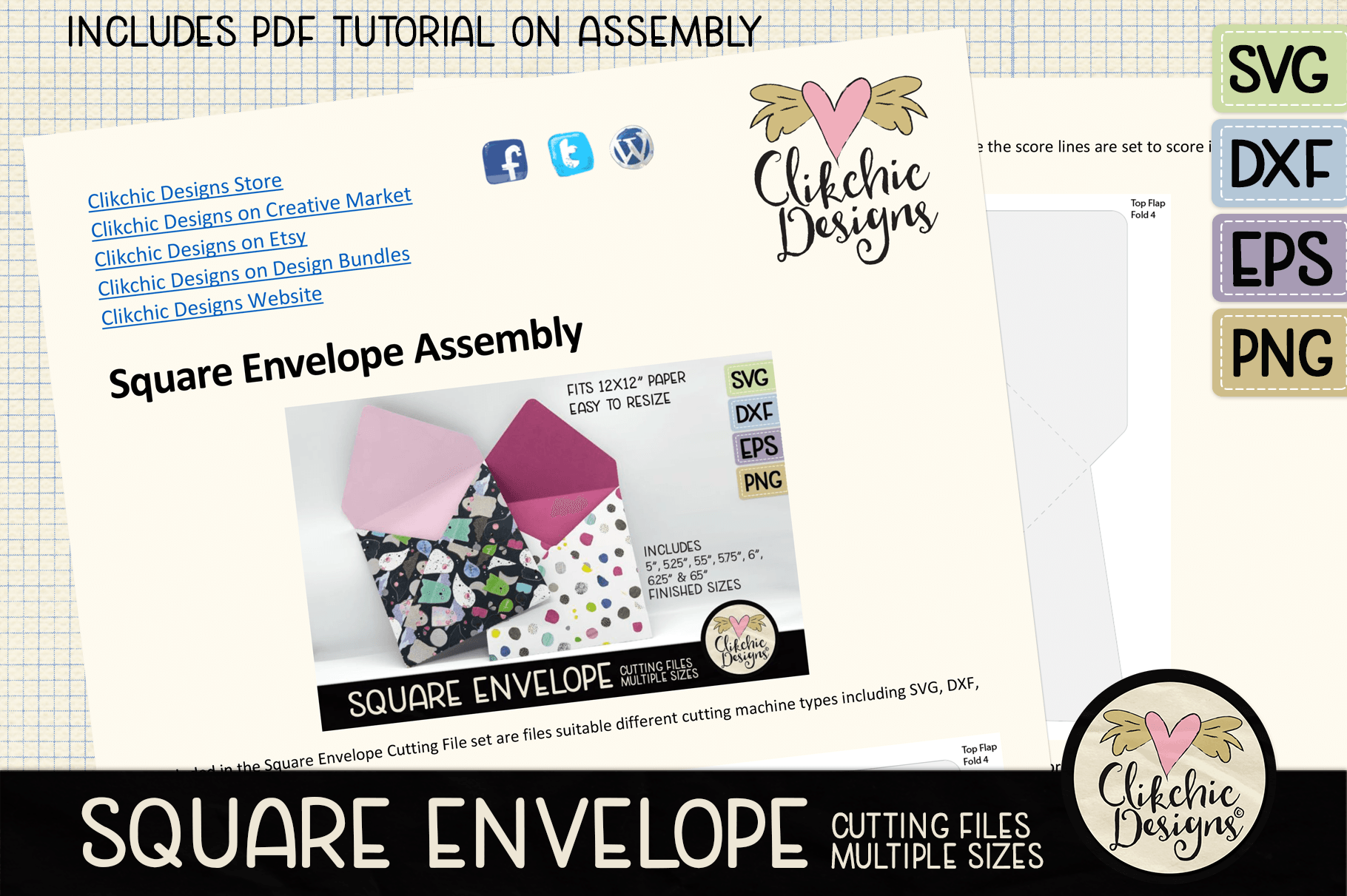 Download Square Envelope Svg Cutting File Template Dxf Png Eps By Clikchic Designs Thehungryjpeg Com