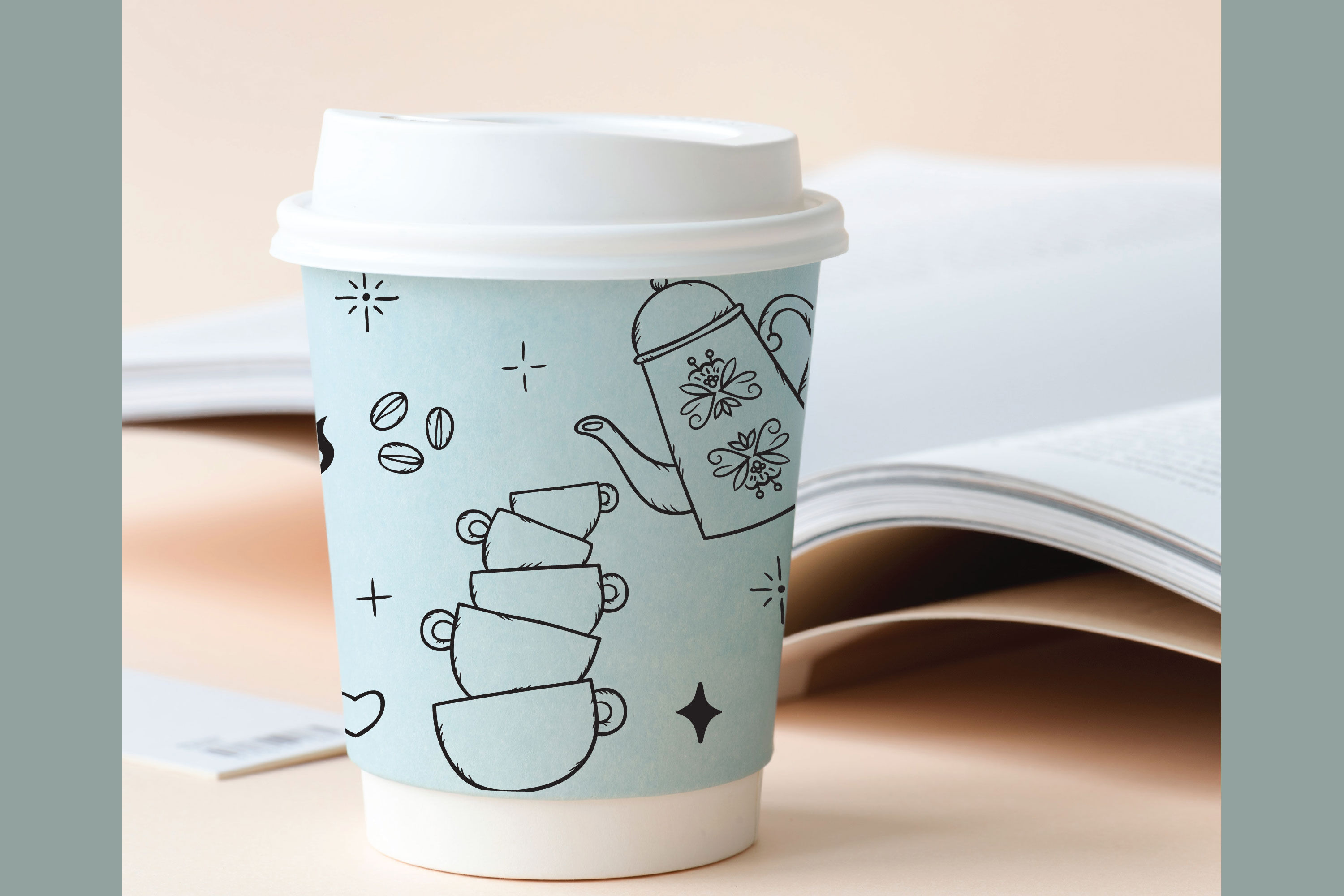Coffee & Tea | Hand Drawn Cookies, Espresso Machine, Cups By Digital ...