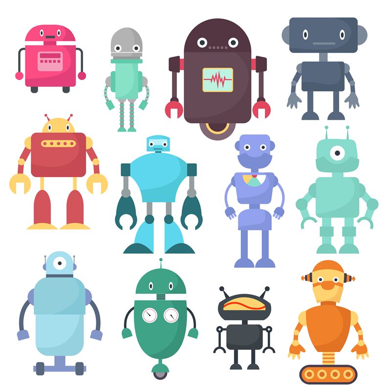 Cute robots, cyborg machine vector science characters By Microvector ...