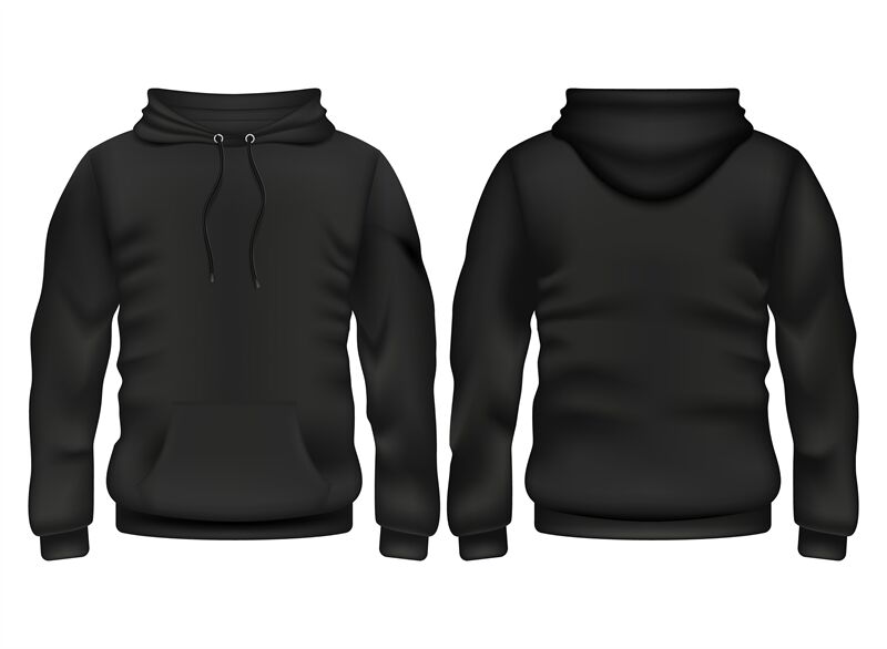 Front and back black hoodie vector template By Microvector | TheHungryJPEG