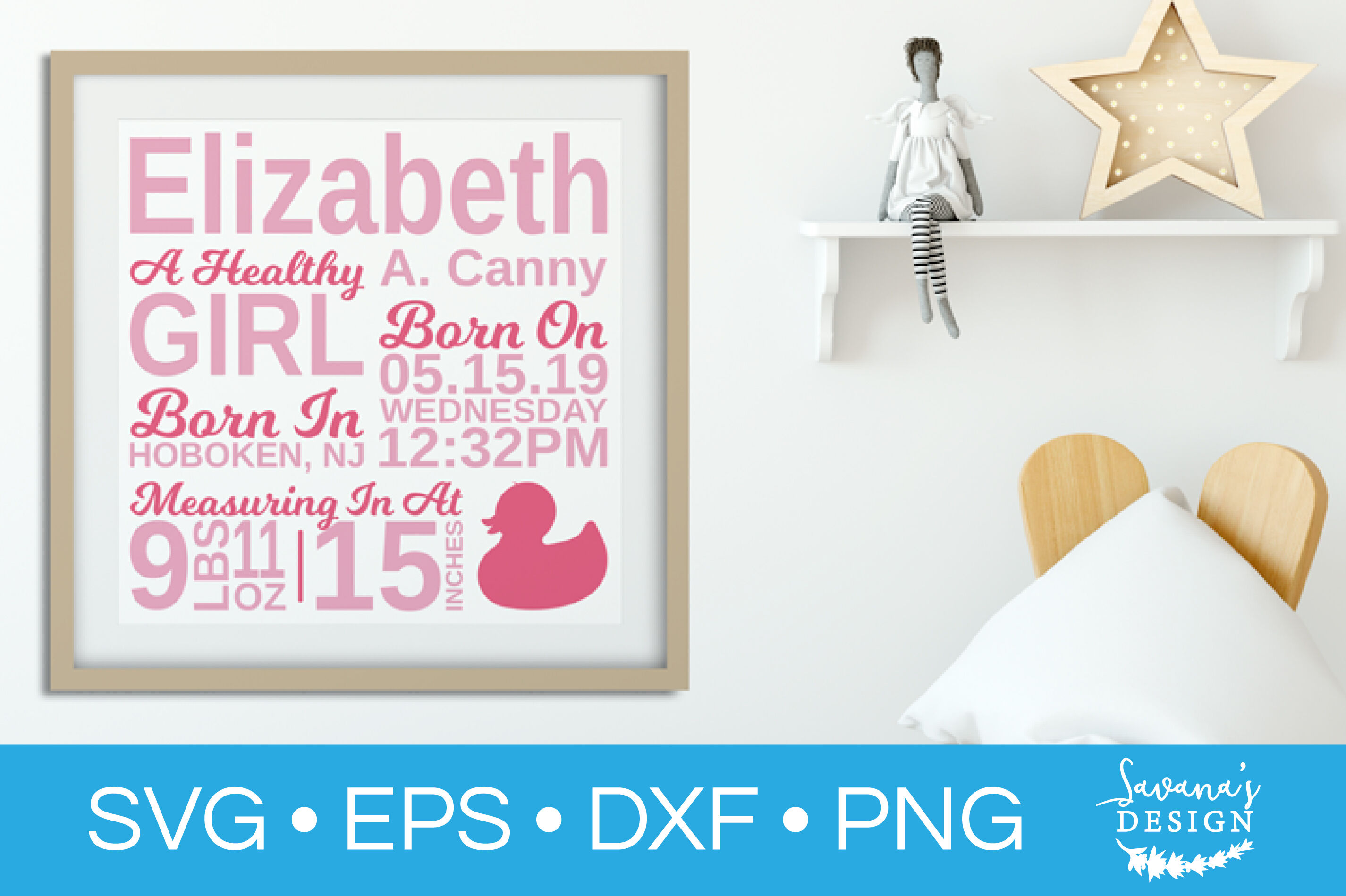 Download Birth Stats SVG Birth Announcement Cut File Newborn Baby Nursery SVG By SavanasDesign ...