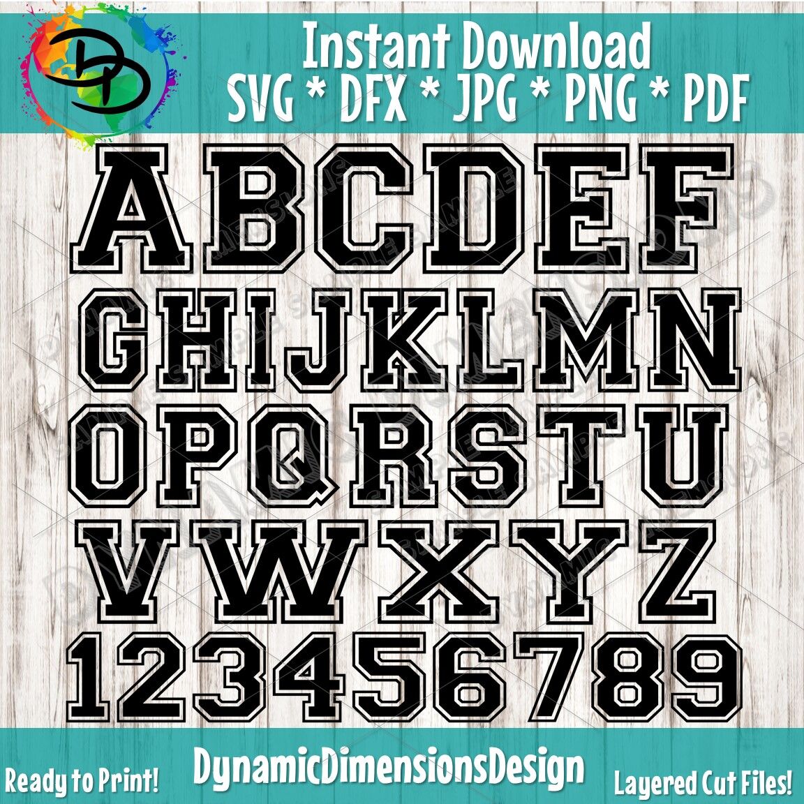 Collegiate Varsity Font Svg Varsity College Sports Letters Numbers Ba By Dynamic Dimensions | Thehungryjpeg.com