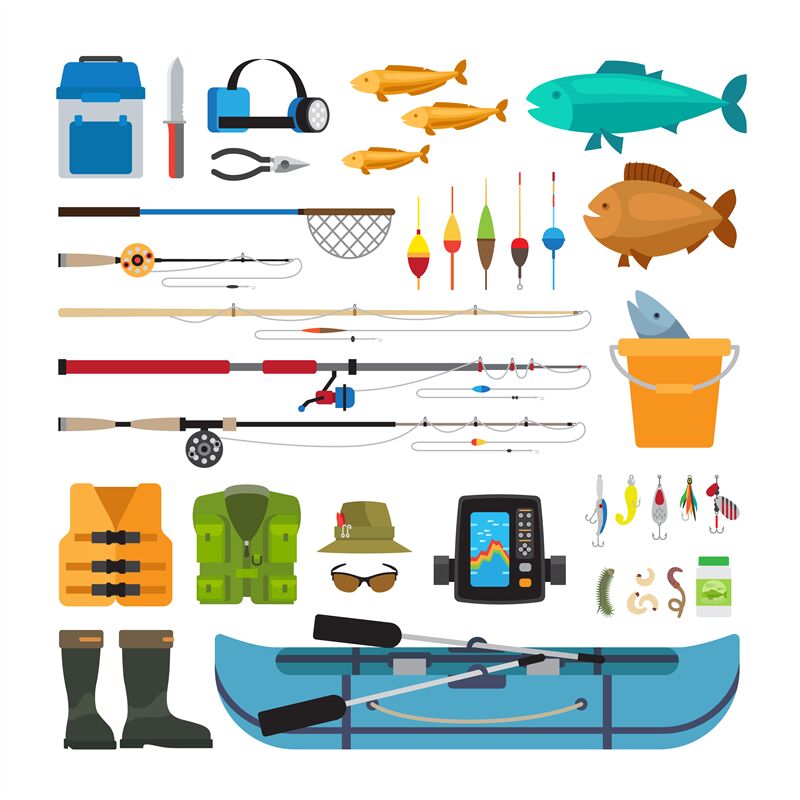 Fishing vector flat icons By SmartStartStocker | TheHungryJPEG.com