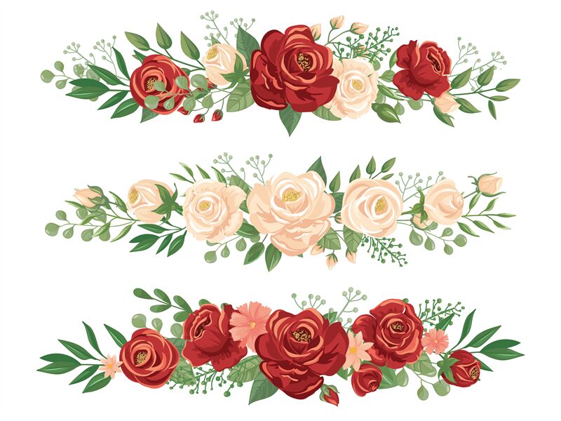 Download Panoramic flowers borders. Rose bud, flower border and ...