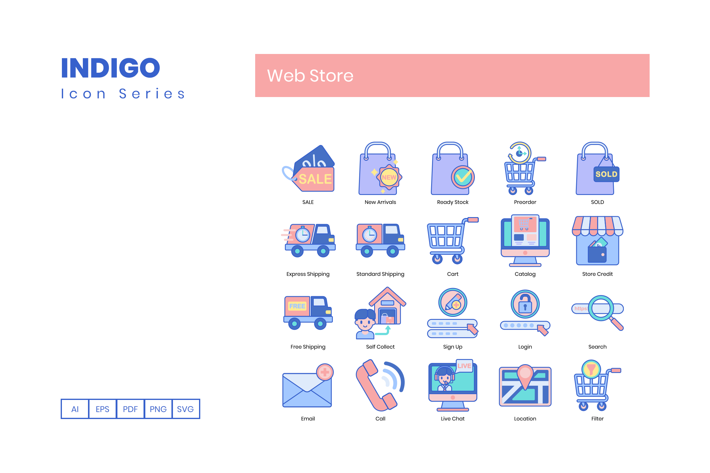 100 Web Store Icons By Flat Icons Thehungryjpeg Com