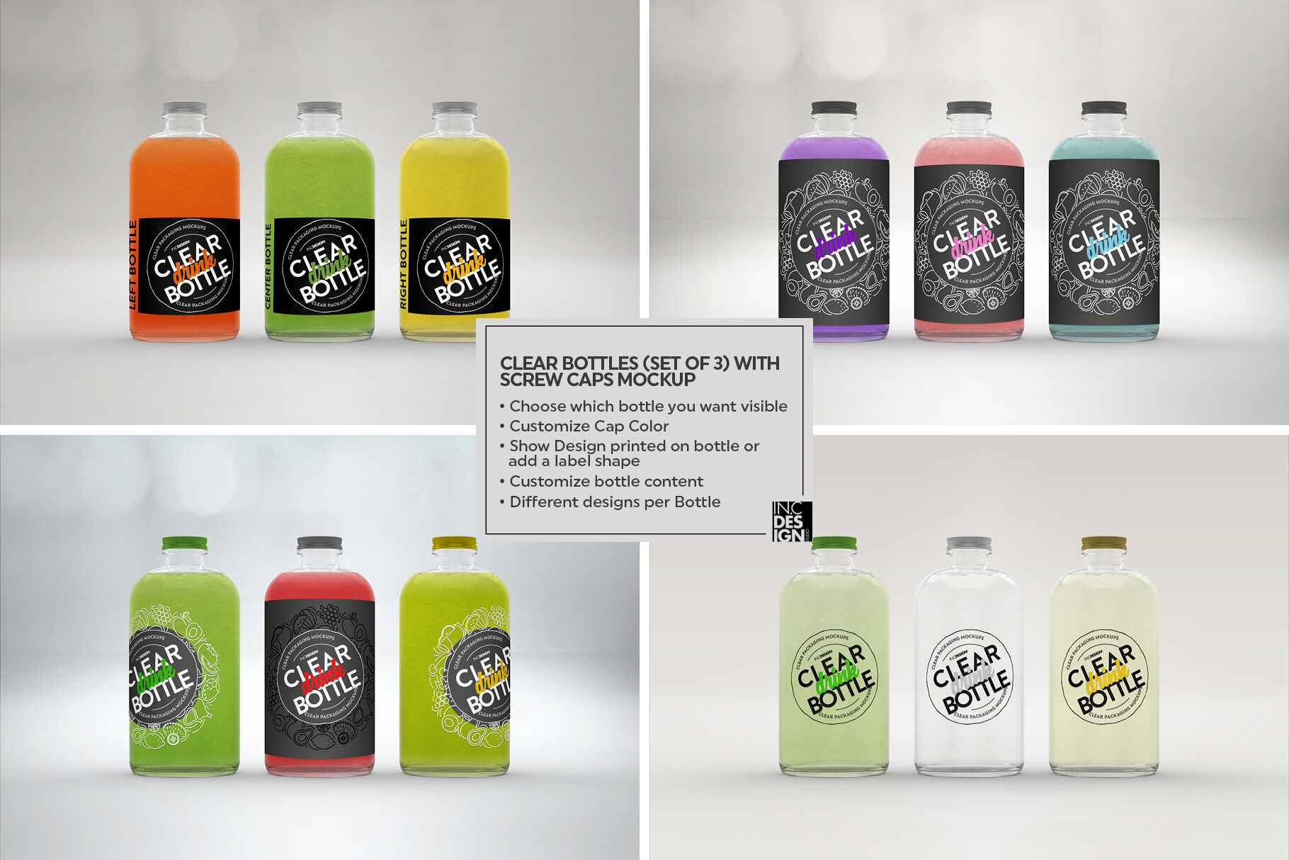 Download Clear Pet Bottle With Green Liquid Mockup Yellowimages