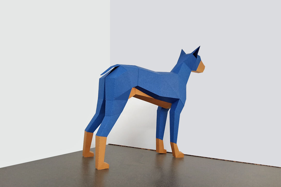 3D Doberman Dog Pinscher Three-dimensional Paper Model DIY
