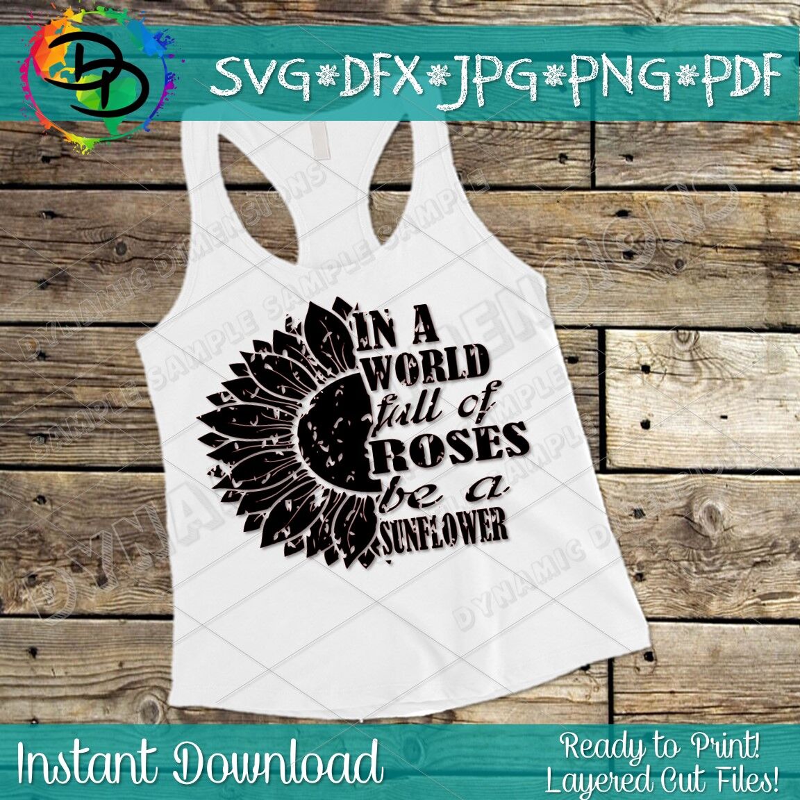 Download Be A Sunflower Svg Sunflower Distressed Svg Grunge Flower Monogram By Dynamic Dimensions Thehungryjpeg Com