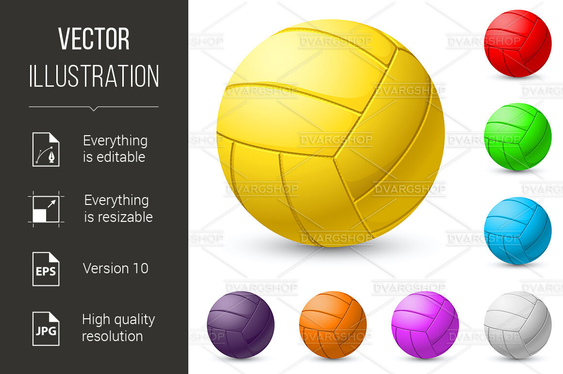Multi-colored volleyball realiste By DvargShop | TheHungryJPEG