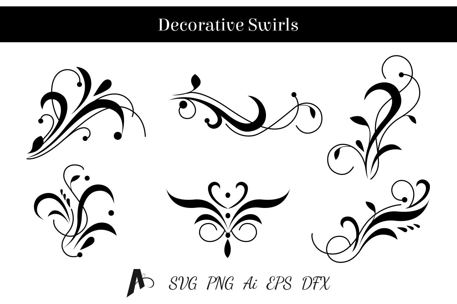 Decorative Swirls Design Floral Vector Elements By Aghadhia Designs Thehungryjpeg Com