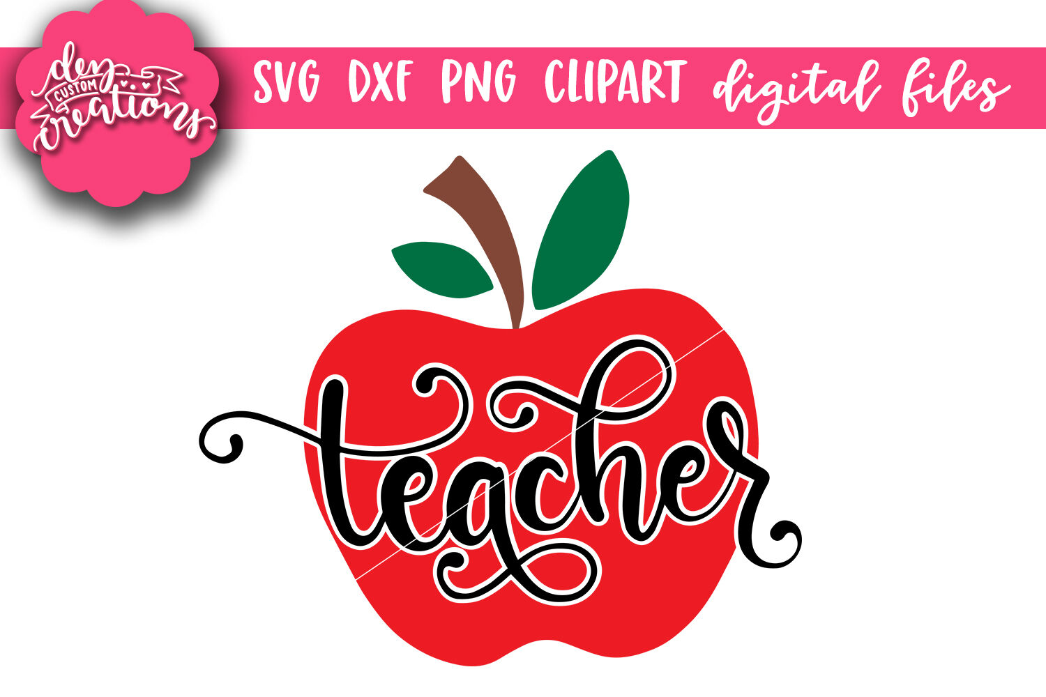 Teacher Apple SVG Cut File By Dez Custom Creations | TheHungryJPEG