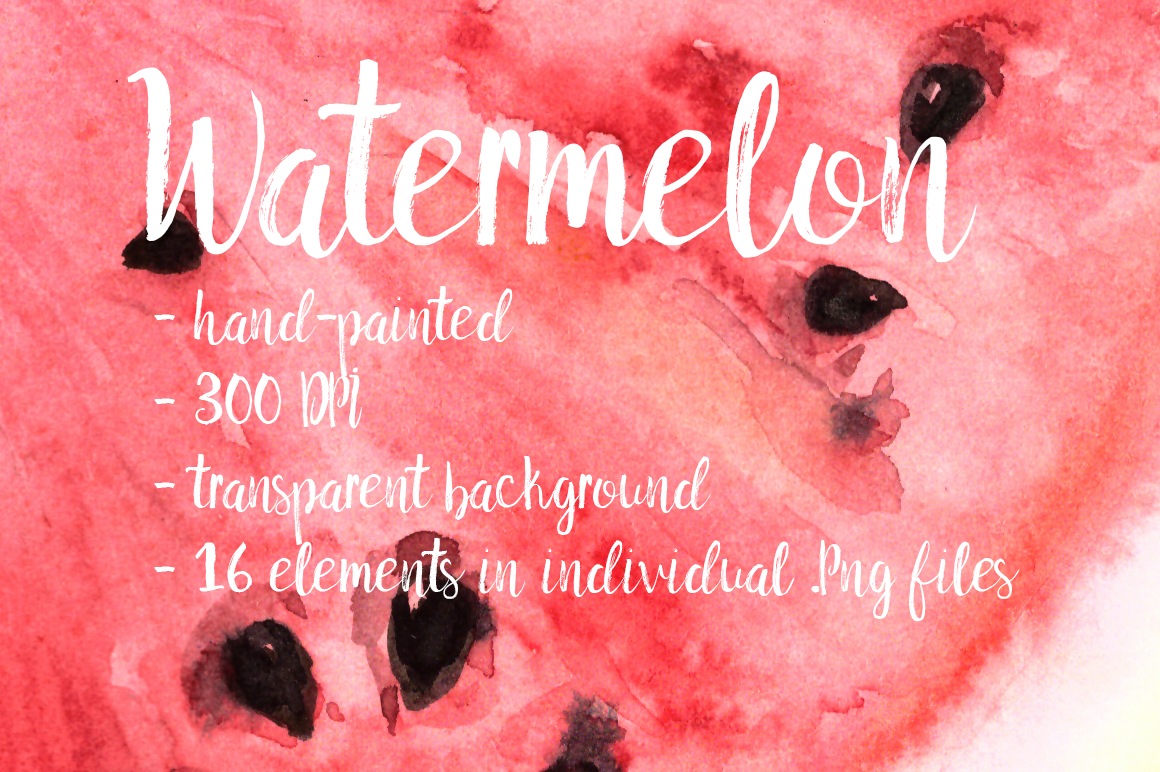 Watercolor Watermelon Clip Art Set By Tatibordiu Watercolor Thehungryjpeg Com