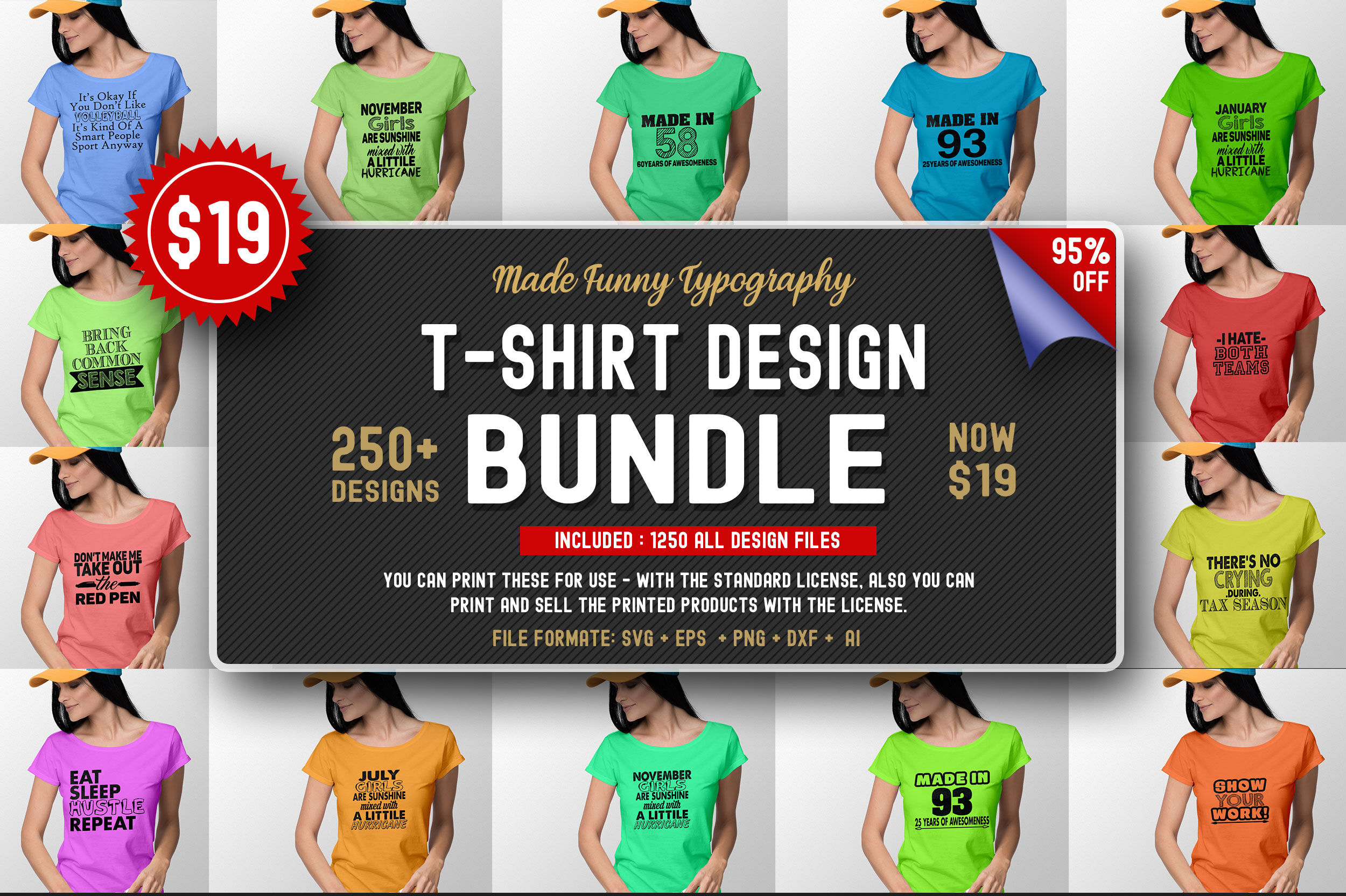 Download 250 Funny T-shirt Design Bundle By profactional ...