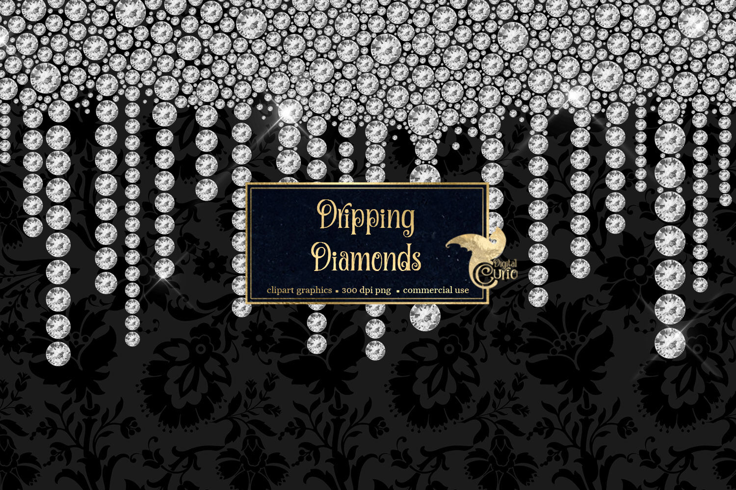 Dripping Diamonds Clipart By Digital Curio | TheHungryJPEG.com