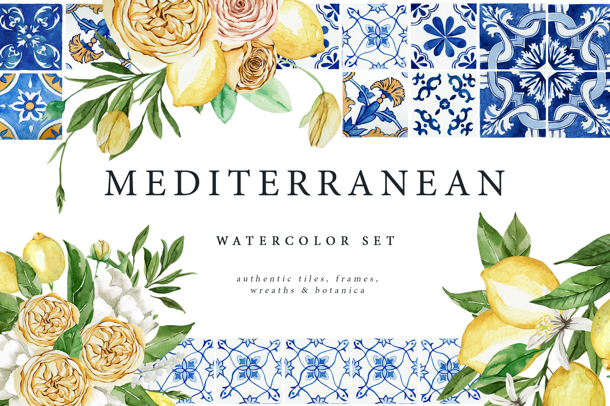 Mediterranean Watercolor Set By Little Magic Box Thehungryjpeg Com