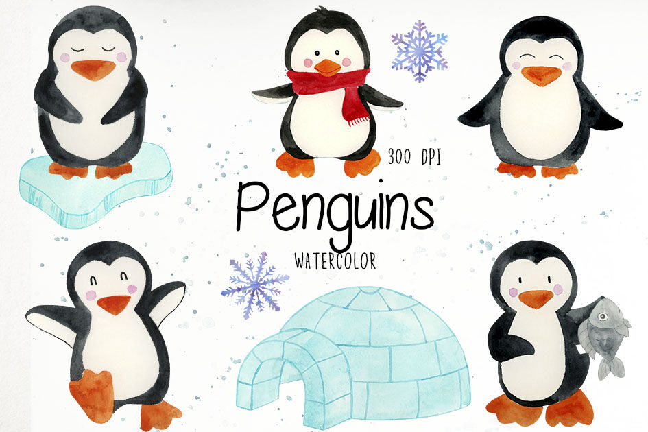 Watercolor Penguin Clipart, Penguin Clip Art By Paulaparaula ...