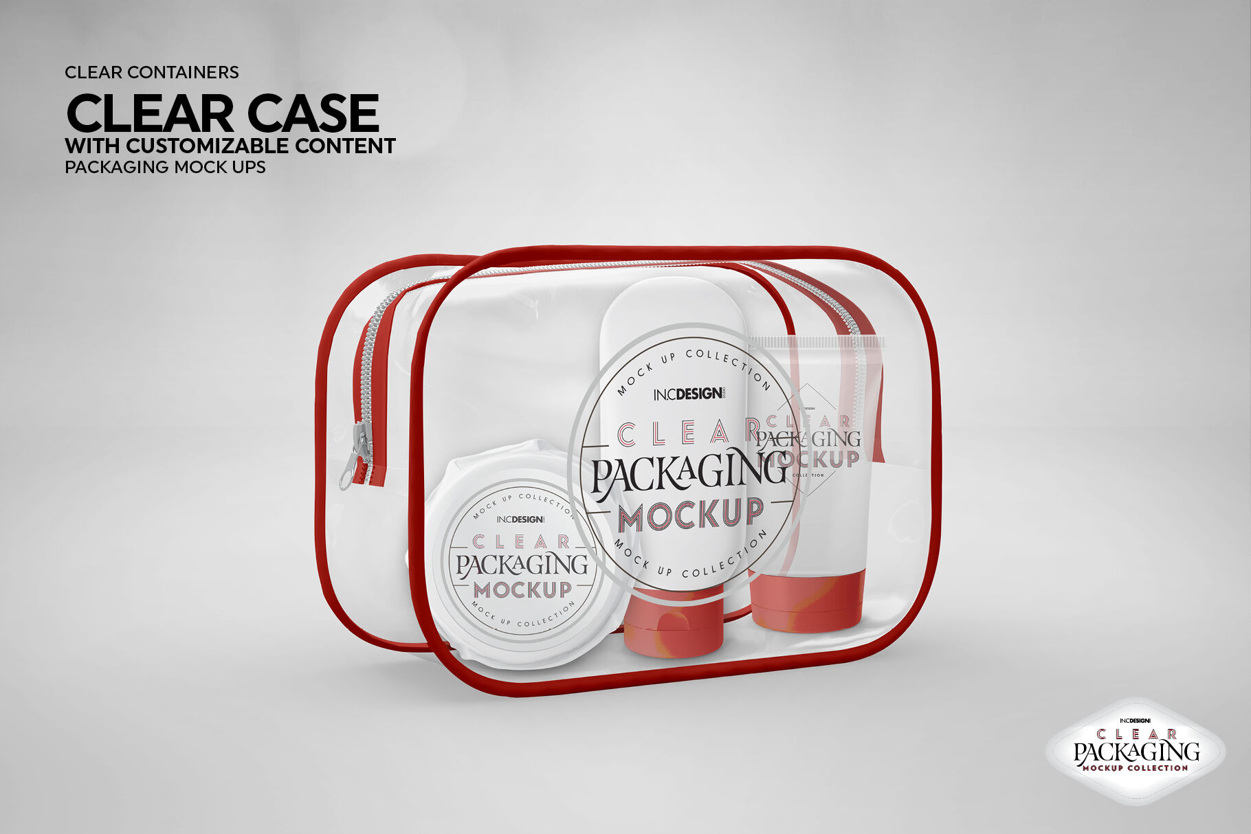 Download Clear Zipper Case Packaging Mockup By INC Design Studio | TheHungryJPEG.com