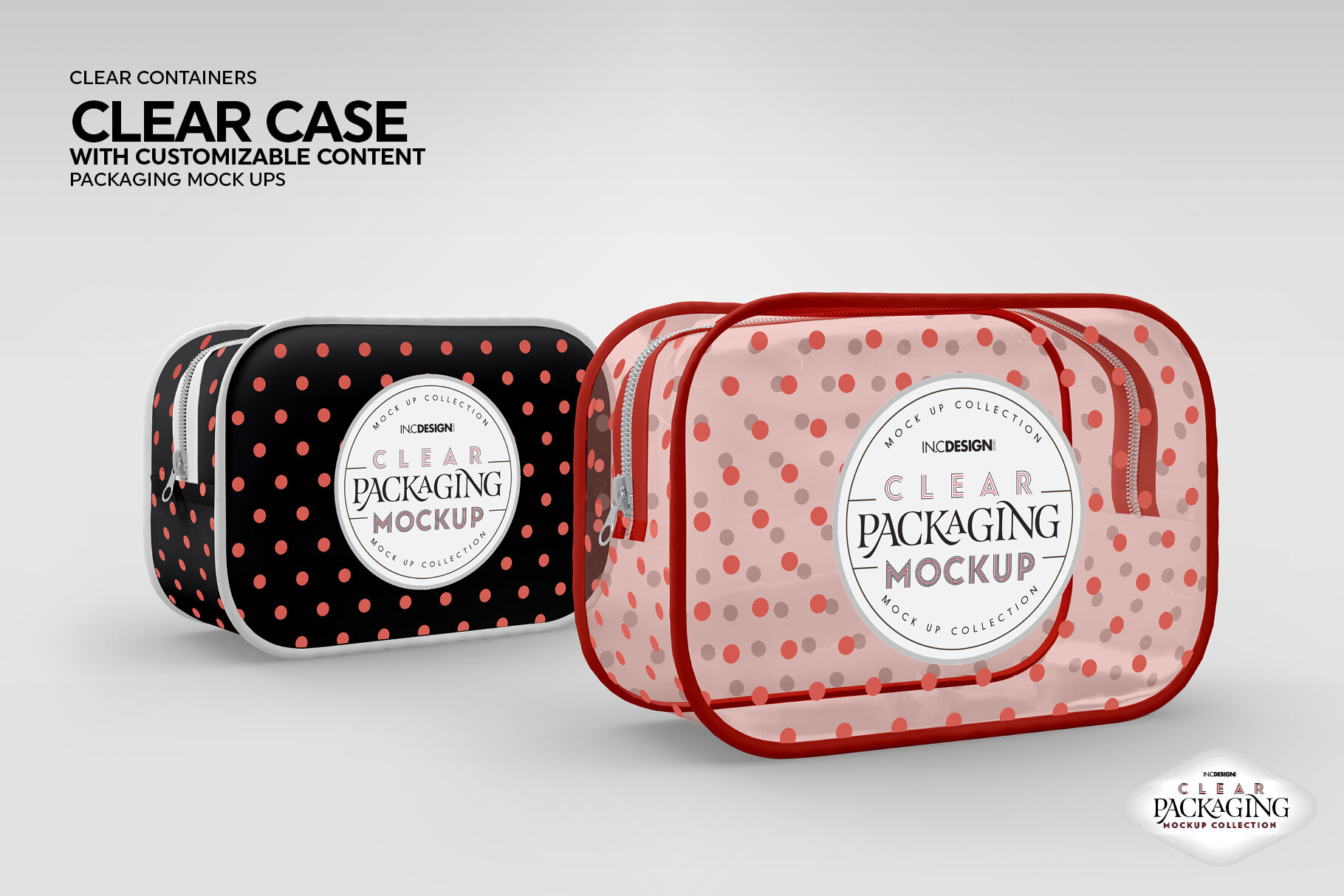 Download Clear Zipper Case Packaging Mockup By INC Design Studio | TheHungryJPEG.com