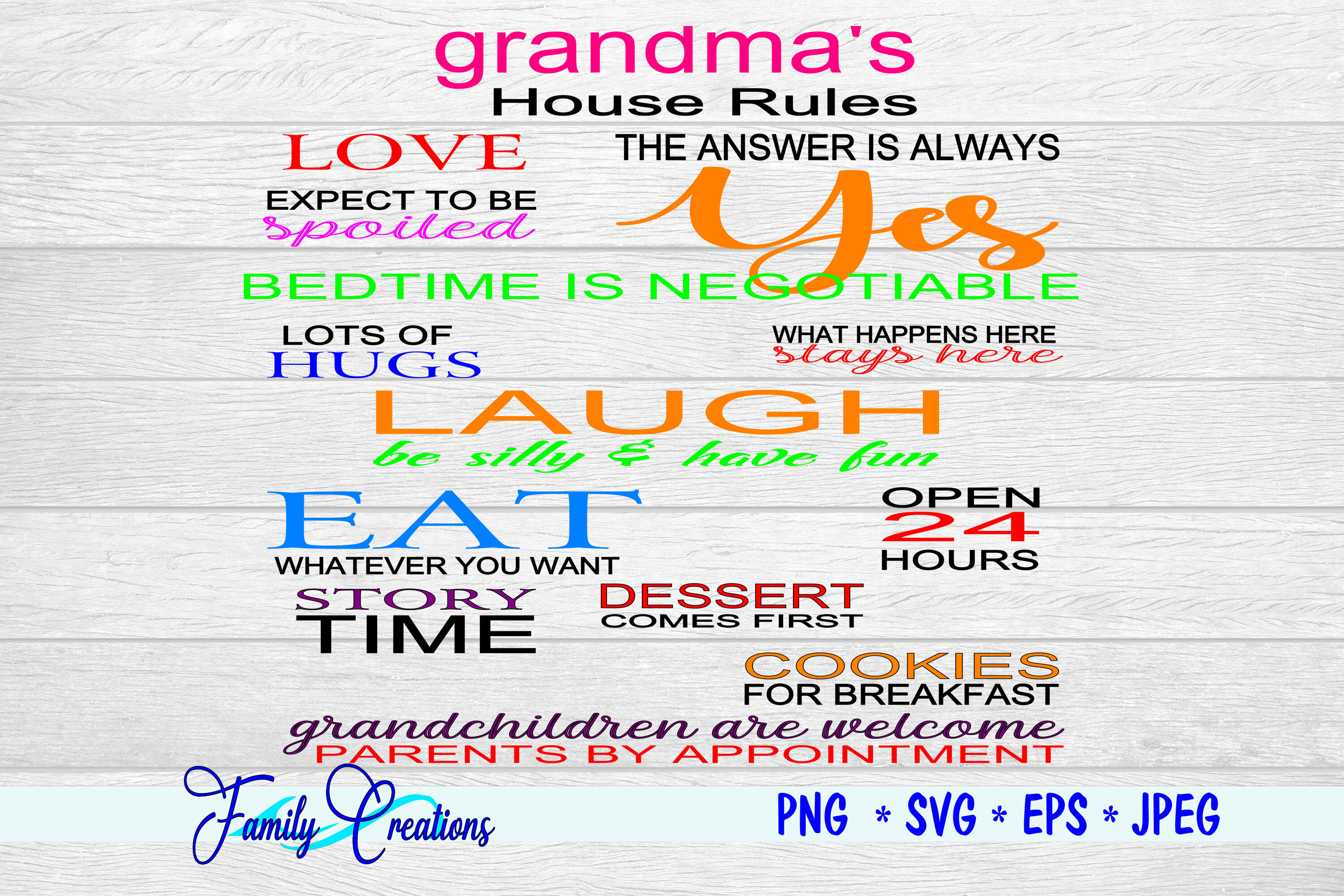 Grandma S House Rules By Family Creations Thehungryjpeg Com