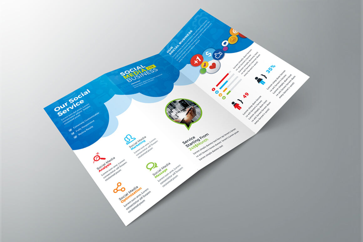 Social Media Trifold Brochure By GraphicEx2 | TheHungryJPEG.com