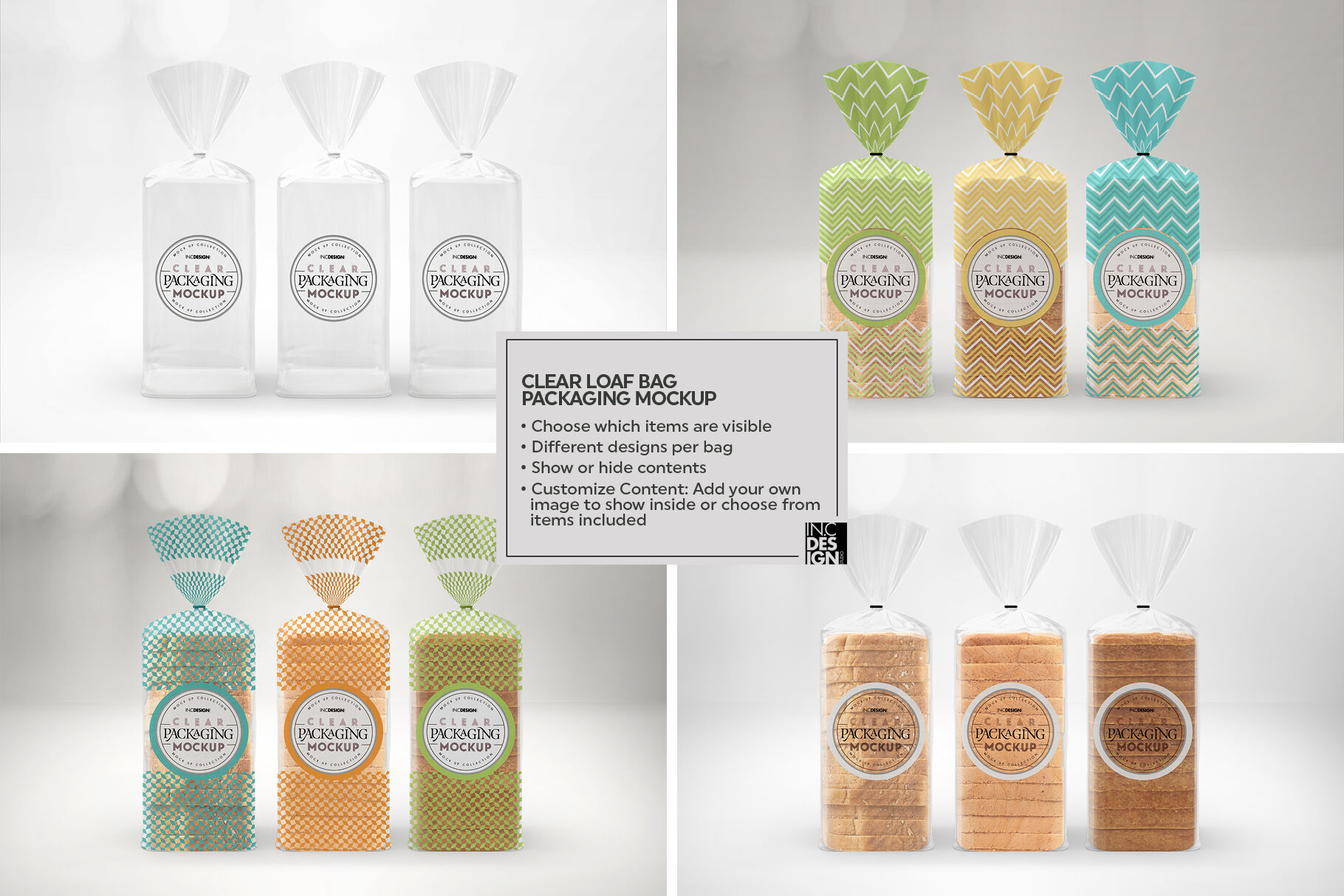 Download Clear Loaf Bread Bag Packaging Mockup By INC Design Studio | TheHungryJPEG.com