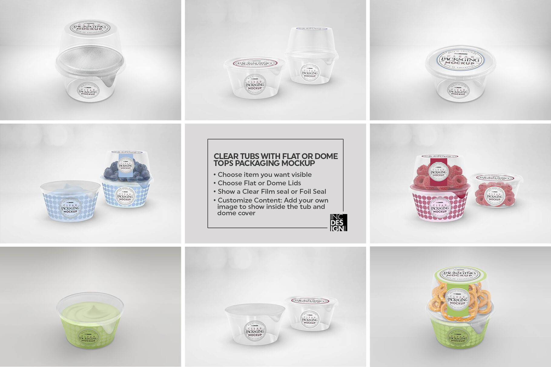 Vol.1: Clear Plastic Food Containers Packaging Mock Up Collection By INC  Design Studio