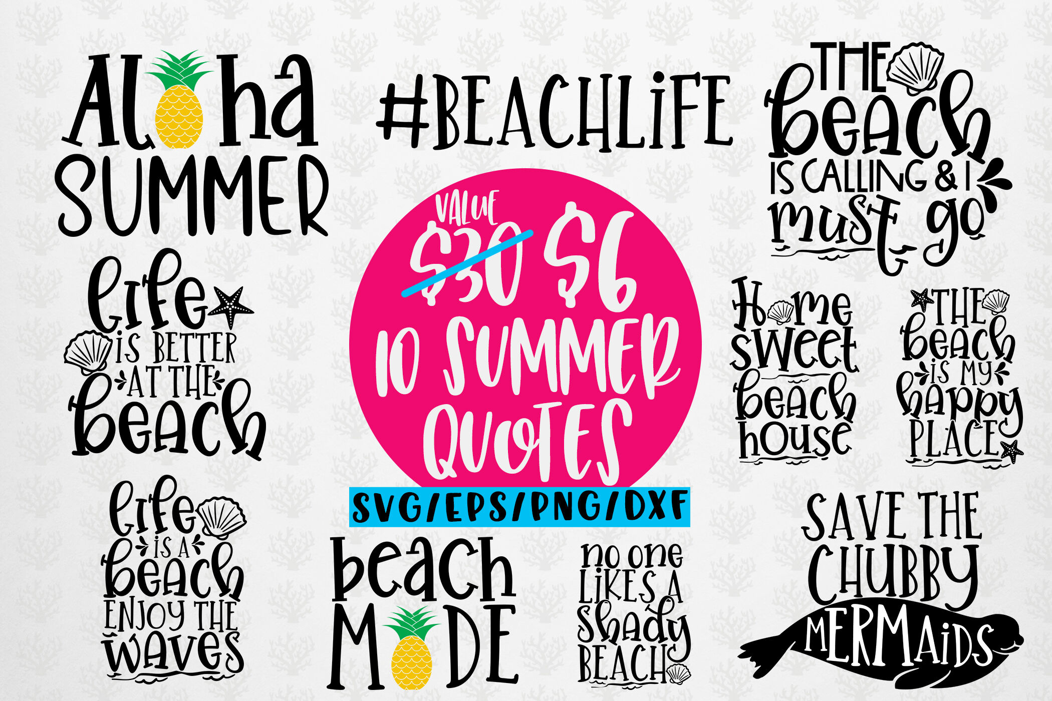 Download 10 Summer Svg Bundles Svg Eps Dxf Png Cut File By Coralcuts Thehungryjpeg Com