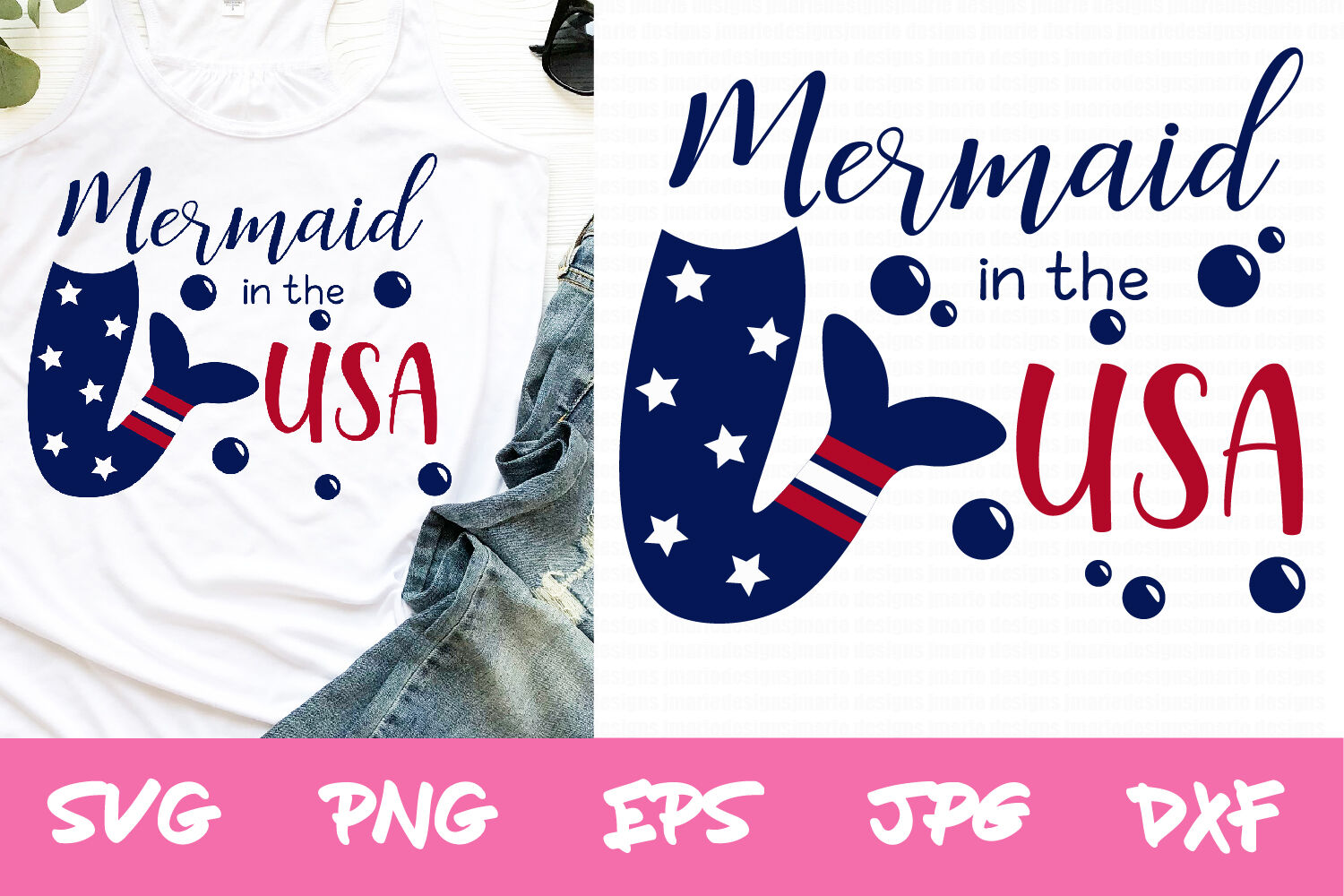 Mermaid In The Usa Svg Mermaid Svg 4th Of July Svg By Jae Marie Digital Designs Thehungryjpeg Com