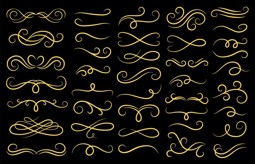 Vintage Swirls Ornament Decorative Golden Ornamental Swirl Medieval By Tartila Thehungryjpeg Com
