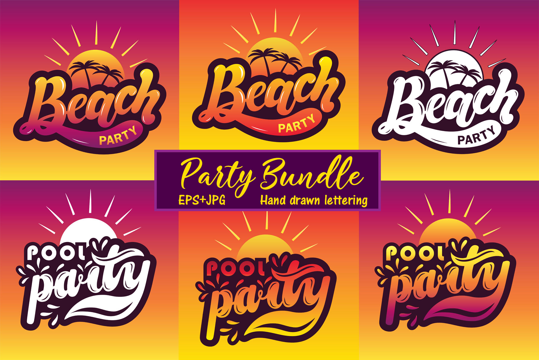 Party Bundle Hand Drawn Lettering By Darinadreamers Store Thehungryjpeg Com