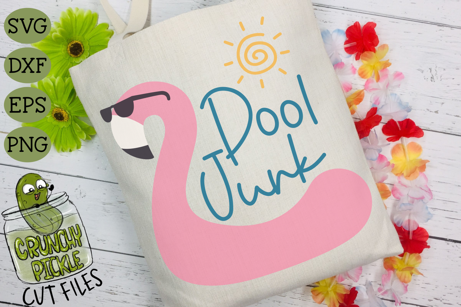 Pool Junk Flamingo Svg For Diy Beach Bags Pool Totes By Crunchy Pickle Thehungryjpeg Com