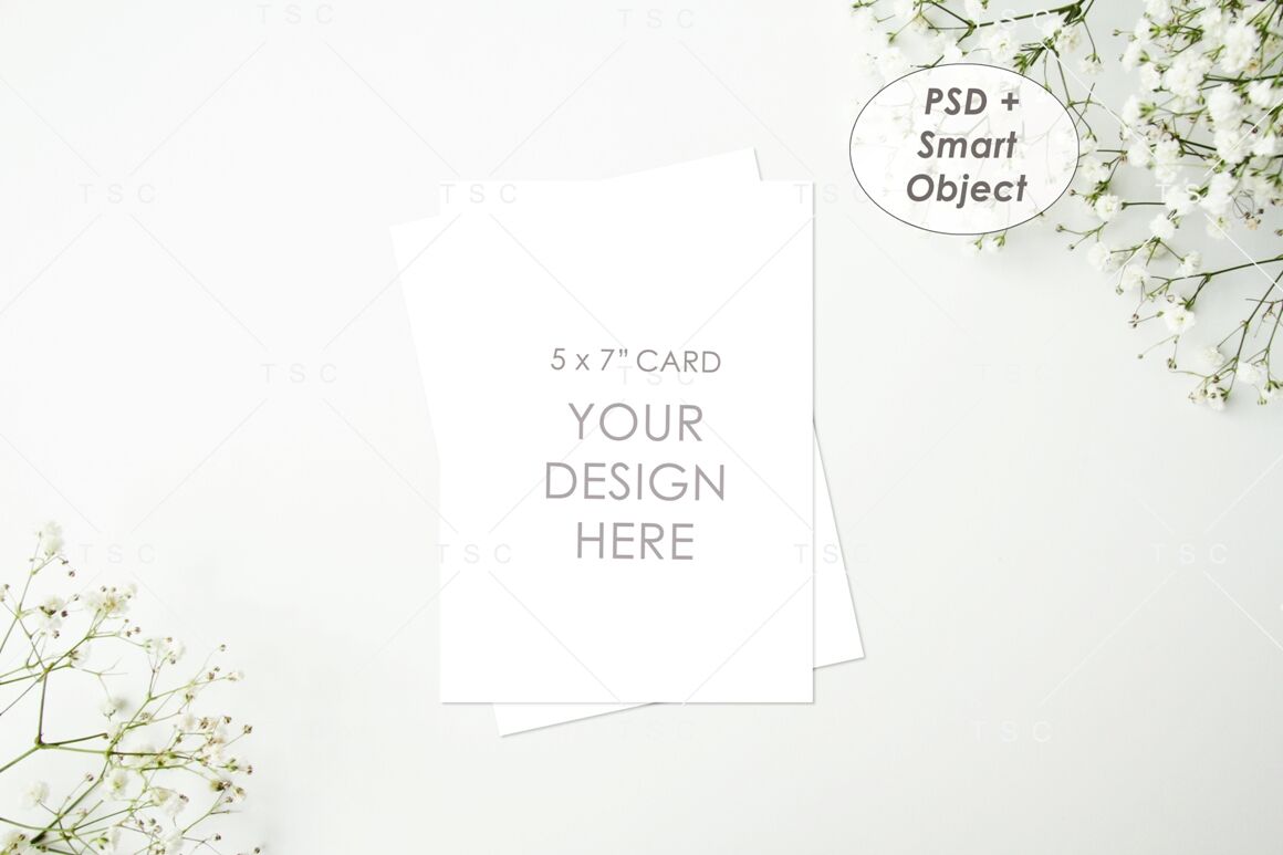 Download 5 X 7 Card Mockup Invitation Card Save The Date Card By The Sunday Chic Thehungryjpeg Com