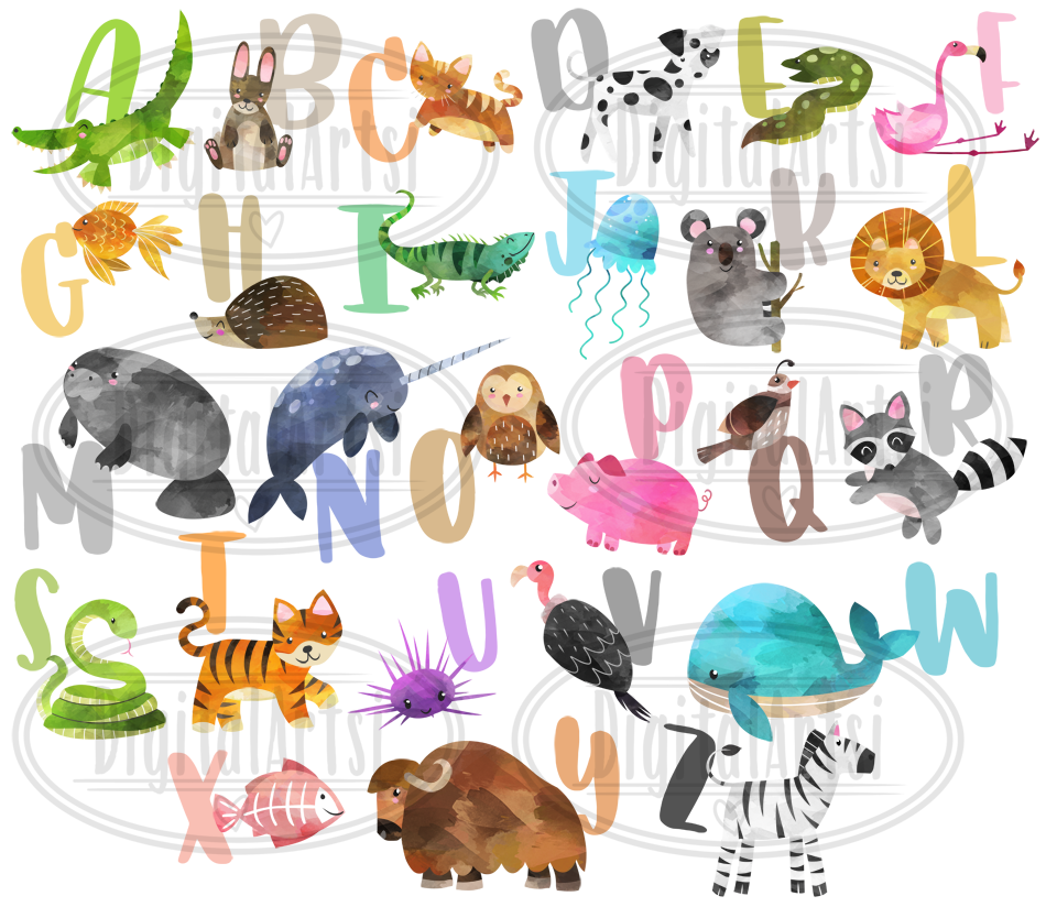 animal alphabet clipart