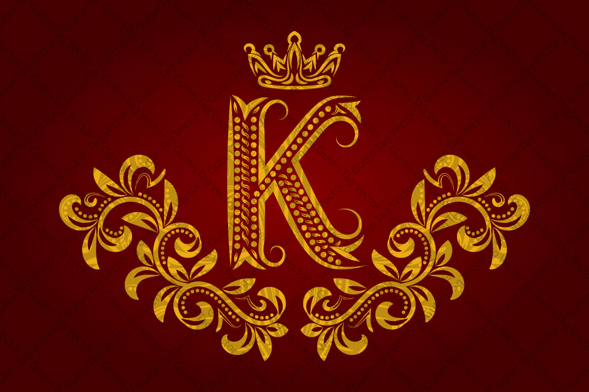 Download Patterned golden letter K monogram By Guten Tag Vector | TheHungryJPEG.com