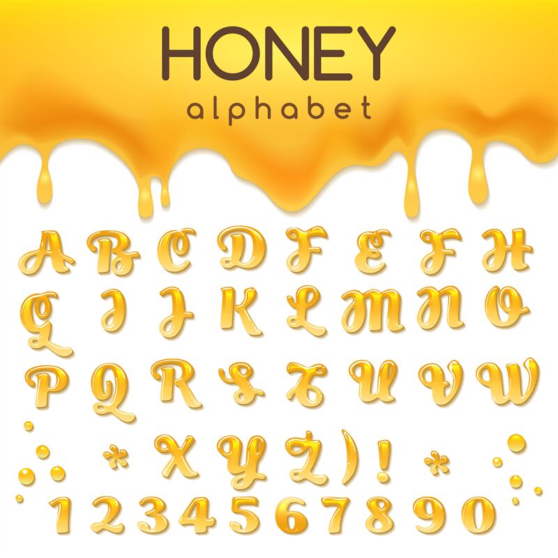 Liquid honey alphabet By vectortatu | TheHungryJPEG.com
