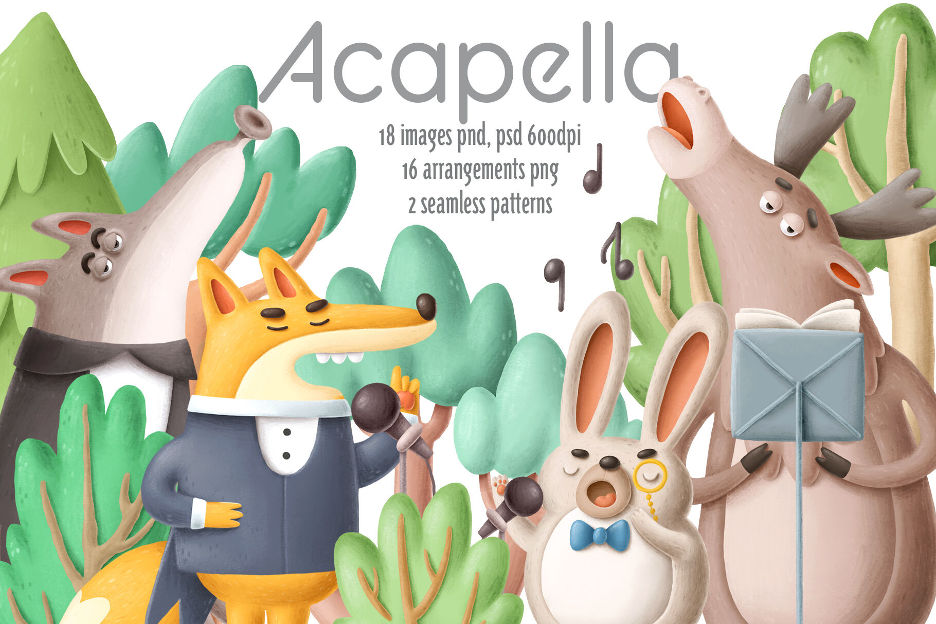 Collection of singing forest animals By An_Kle | TheHungryJPEG
