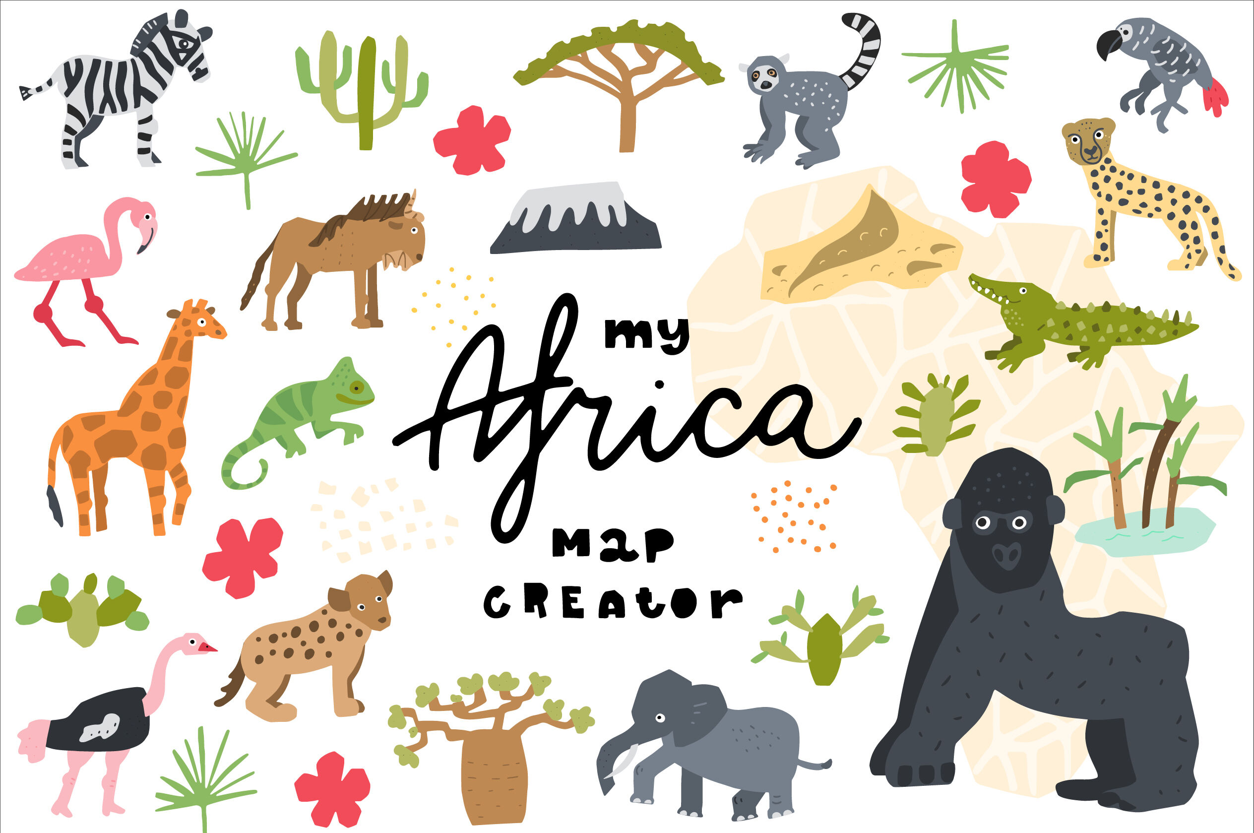 My Africa Animals Clipart By Ksenias Store | TheHungryJPEG
